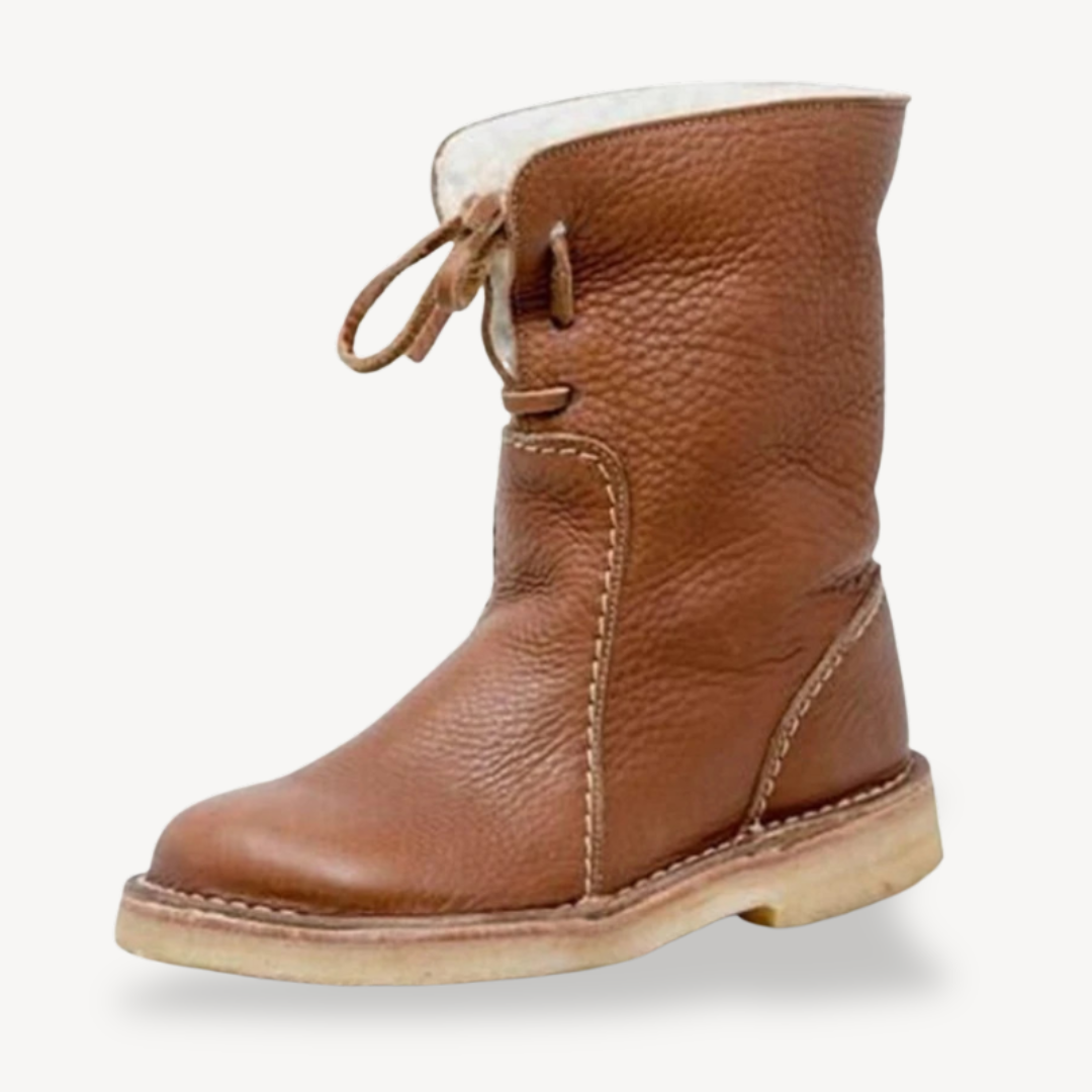 Womens Orthopedic Leather Ankle Boots Adjustable Lace-Up