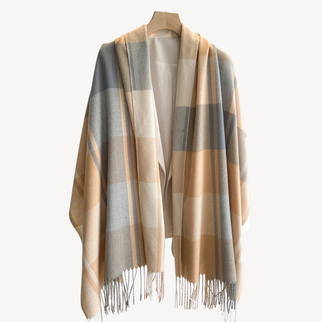 Womens Wool Scarf Plaid Pattern Soft Warm
