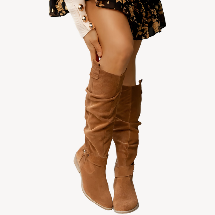 Womens Knee-High Boots Suede Slouchy Fit
