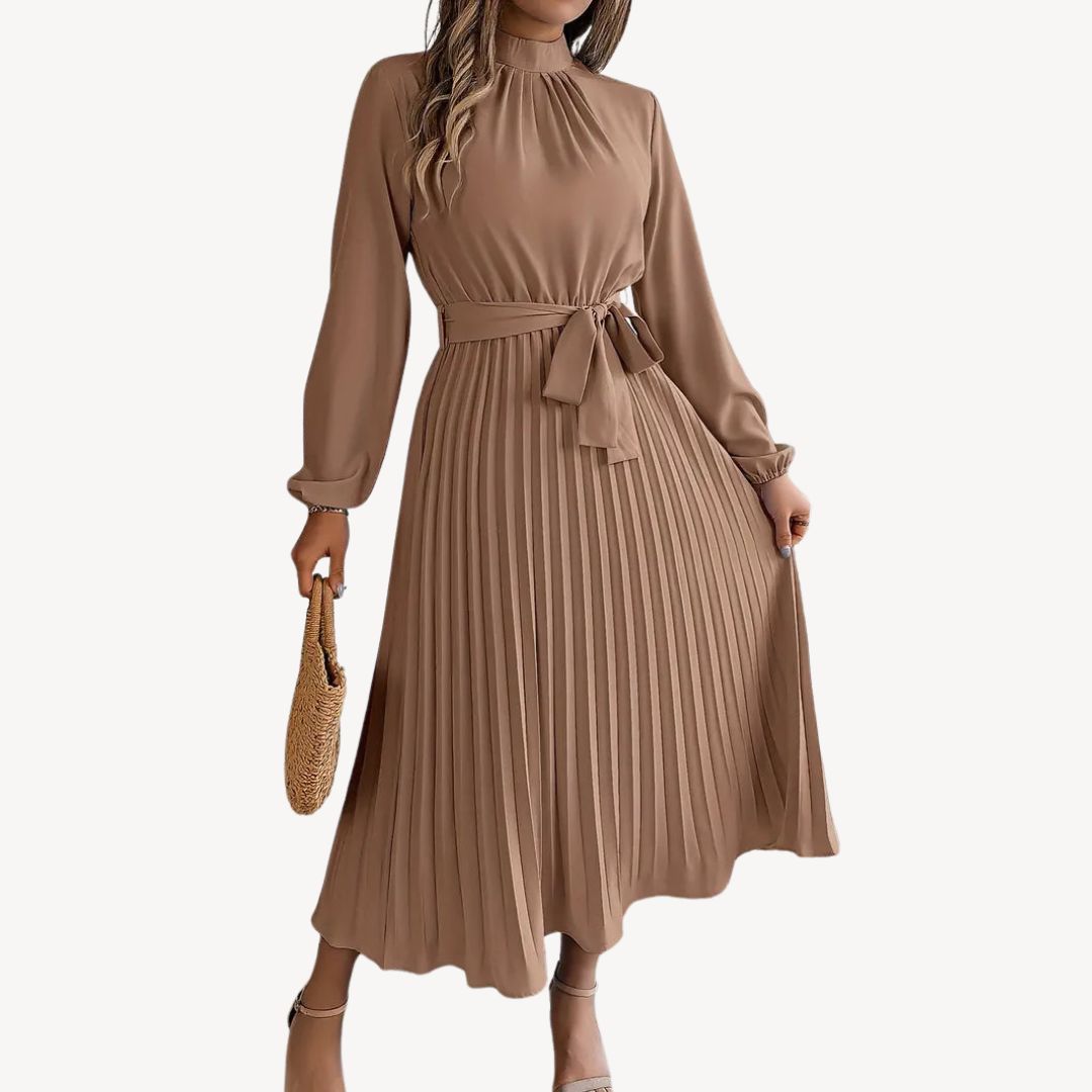 Womens Pleated Midi Dress Regular Fit