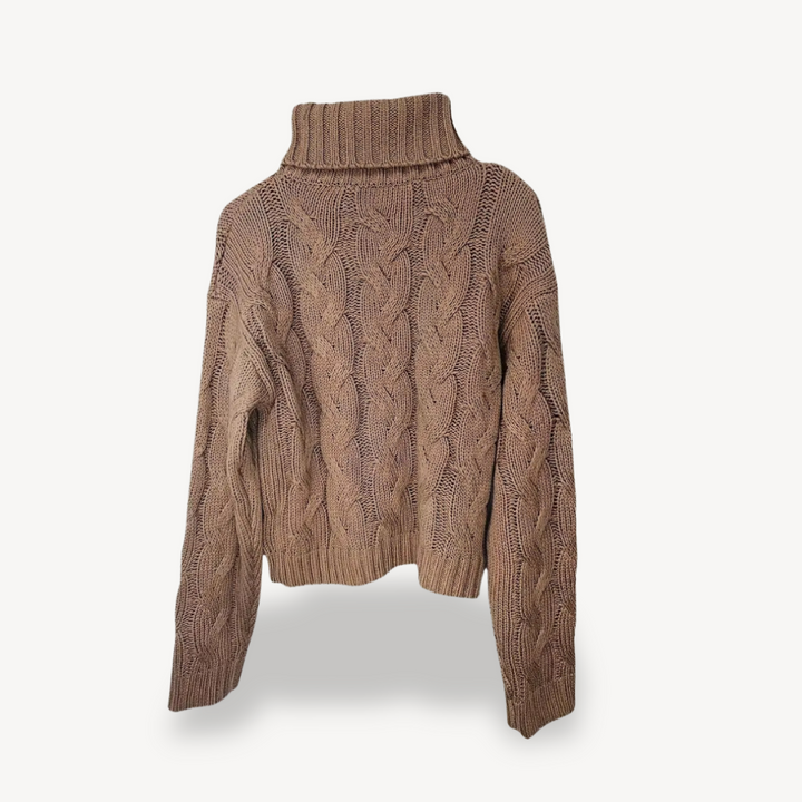 Womens Cable Knit Turtleneck Sweater Cozy Fit