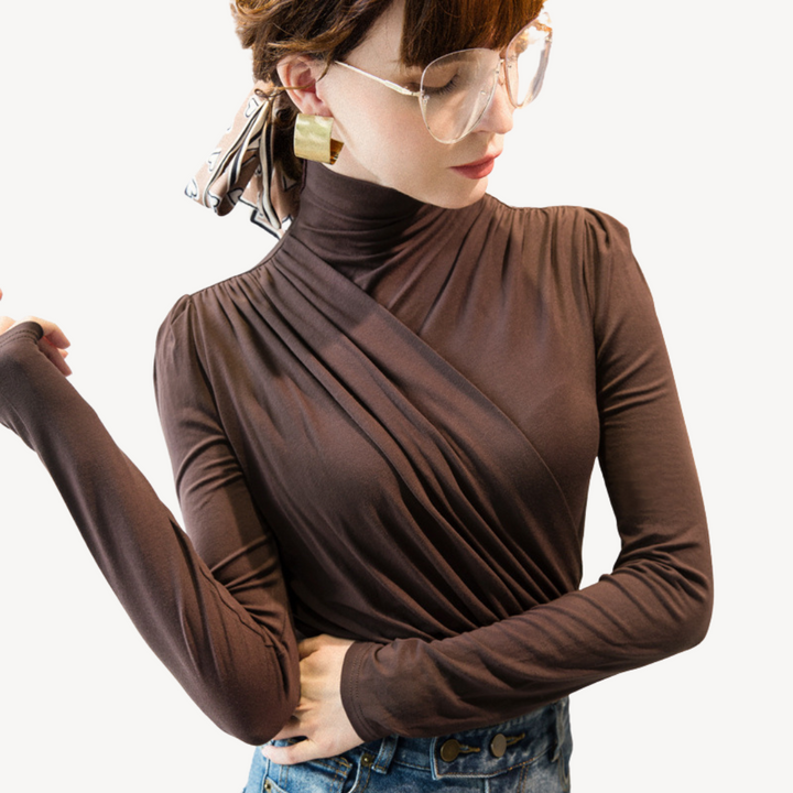 Womens Pleated Top Long Sleeve Relaxed Fit - BritishMode