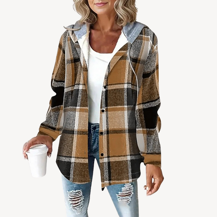 Unisex Hooded Shirt Jacket Plaid Pattern