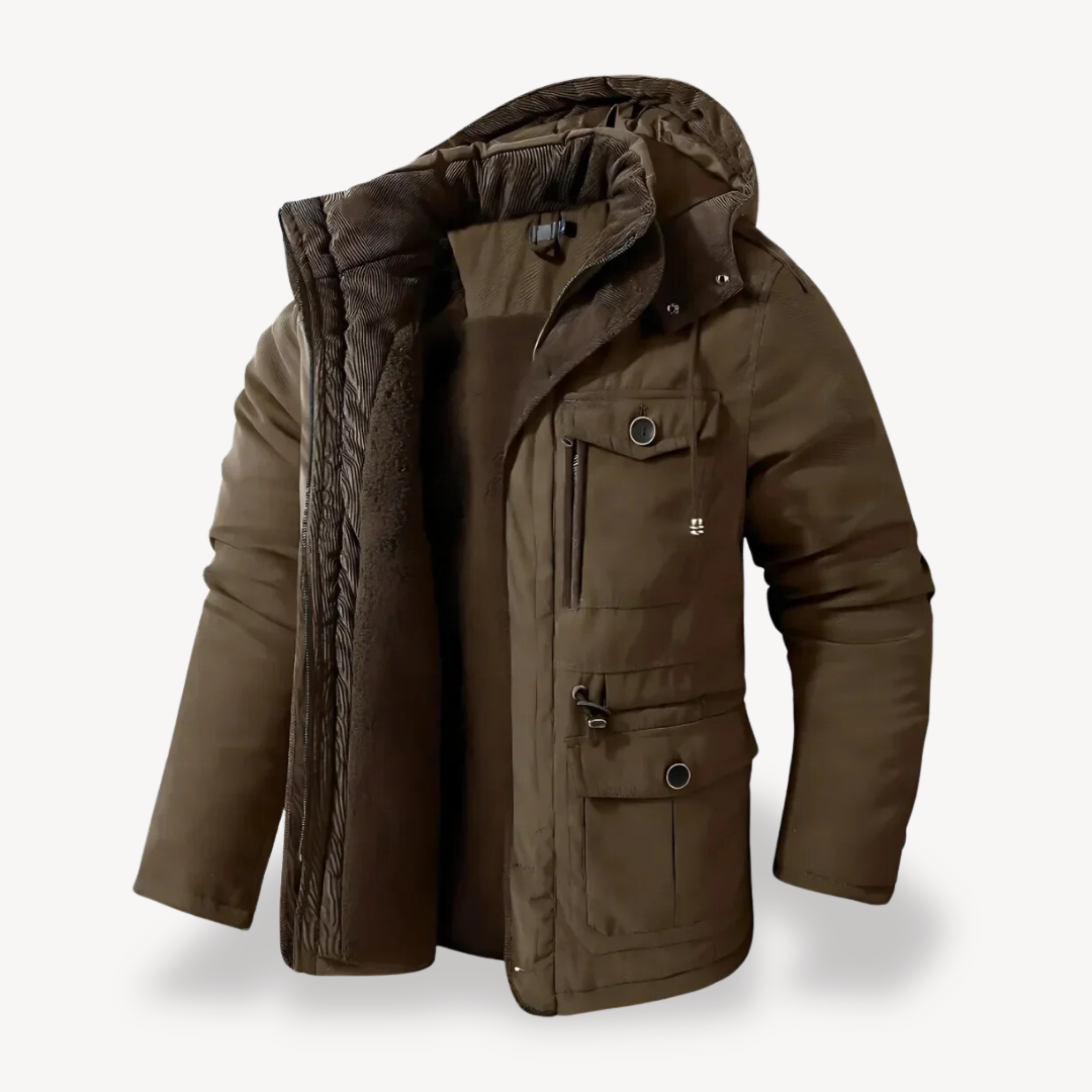 Mens Waterproof Parka Jacket Fur-Lined Warm