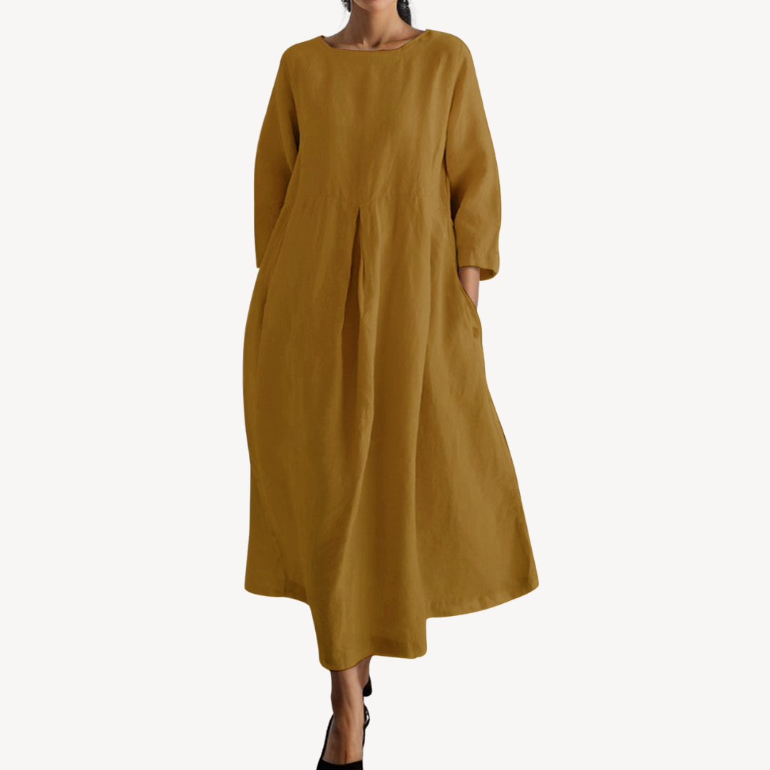 Womens Linen Maxi Dress Casual Loose Fit with Pockets
