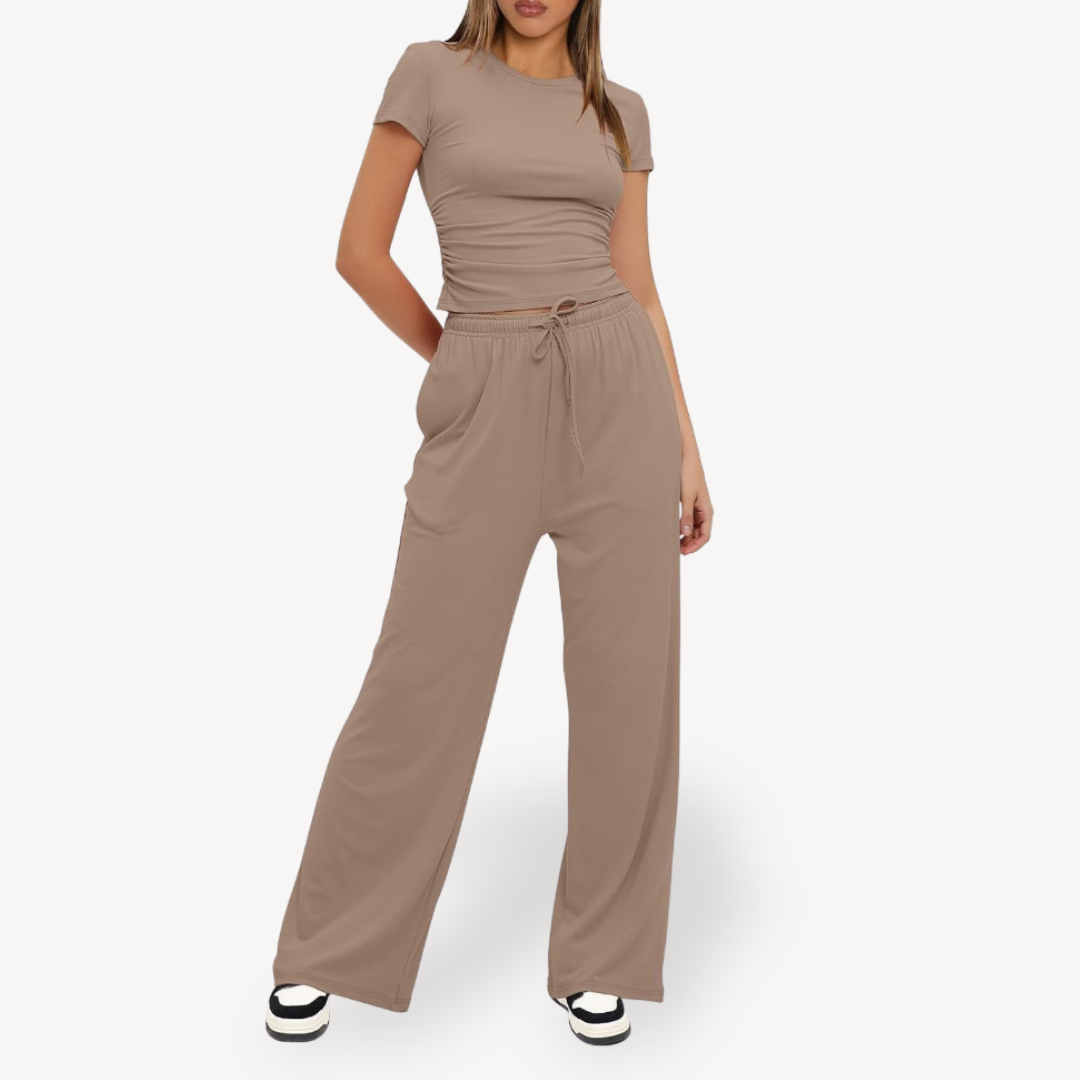Womens Lounge Set with Drawstring Relaxed Fit