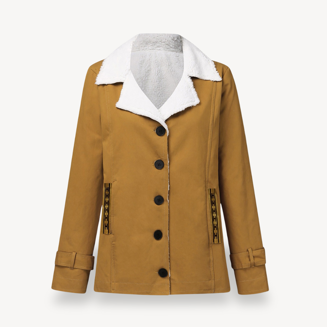 Womens Coat Fleece Lined Button Closure