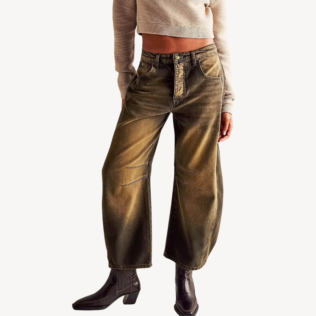 Womens Wide Leg Jeans Relaxed Fit Denim - BritishMode