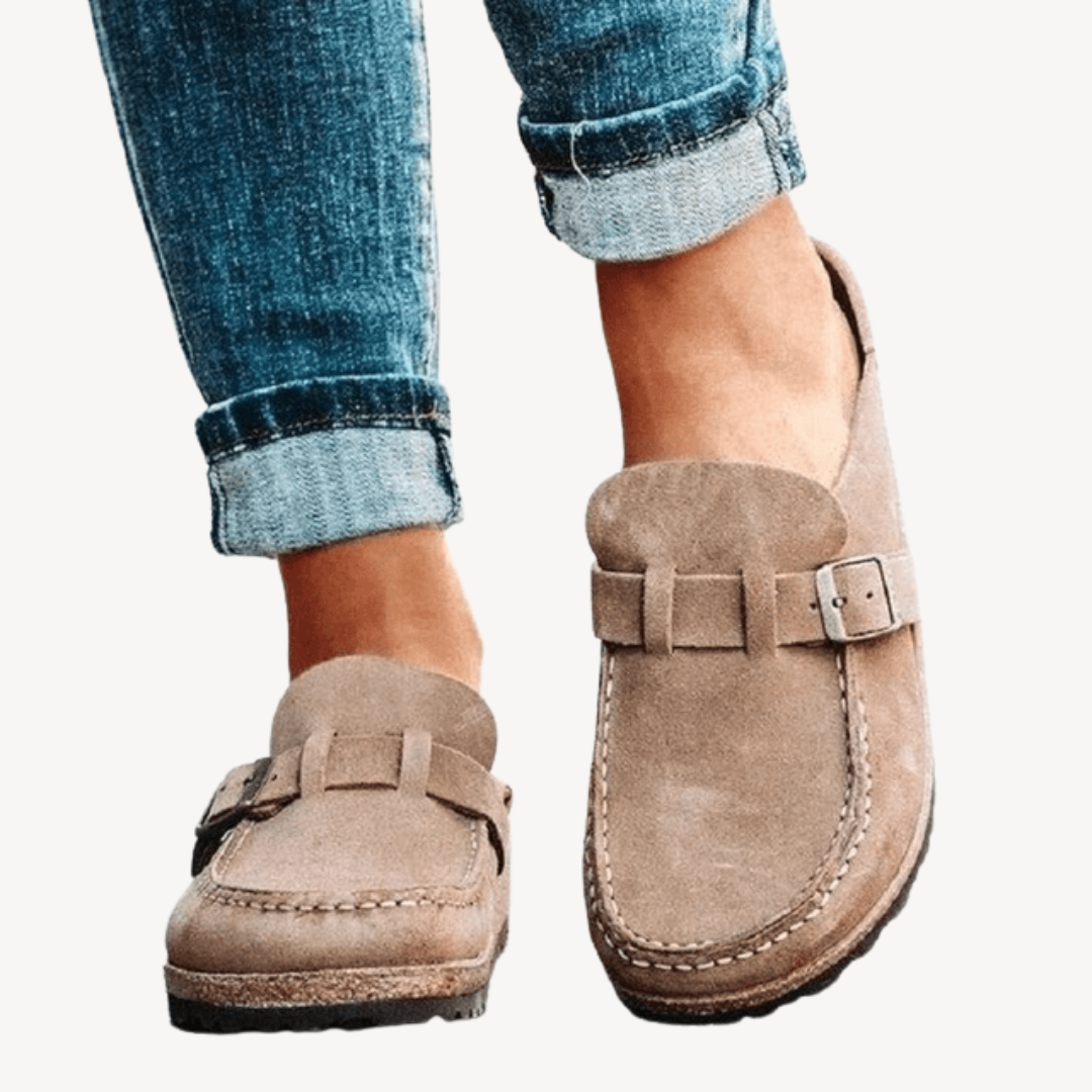 Womens Orthopedic Loafers with Buckle Closure - BritishMode