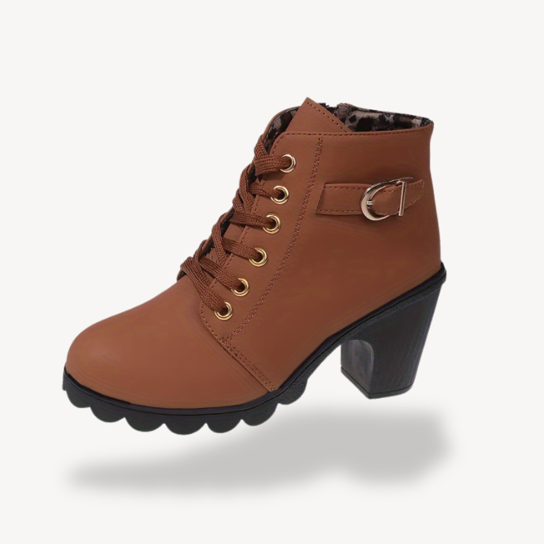 Womens Orthopedic Lace-Up Heeled Booties