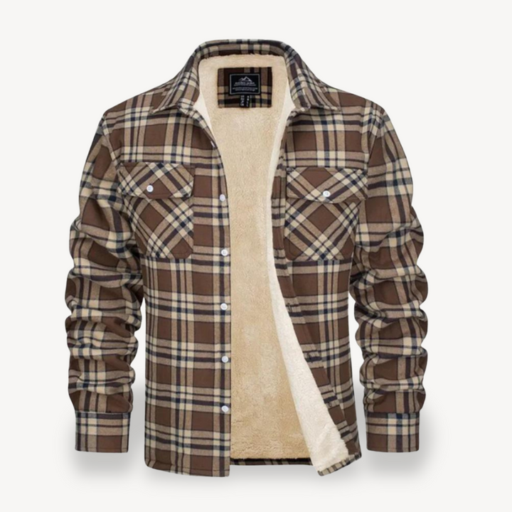 Mens Flannel Shirt with Sherpa Fleece Lining Relaxed Fit