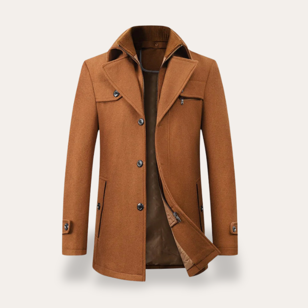 Mens Winter Coat Jacket with Stand Collar