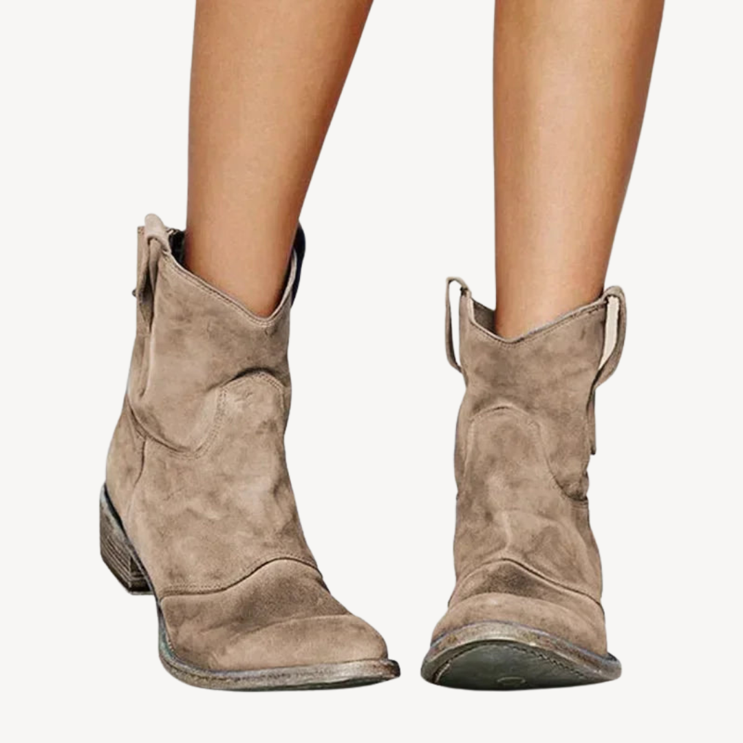 Womens Ankle Boots Faux Leather Western Style