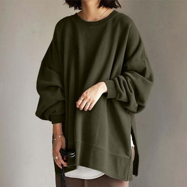 Womens Crew Neck Sweater Cozy Loose Fit