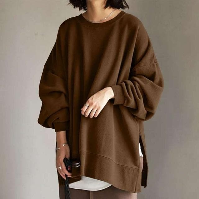 Womens Crew Neck Sweater Cozy Loose Fit