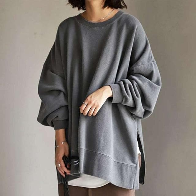 Womens Crew Neck Sweater Cozy Loose Fit