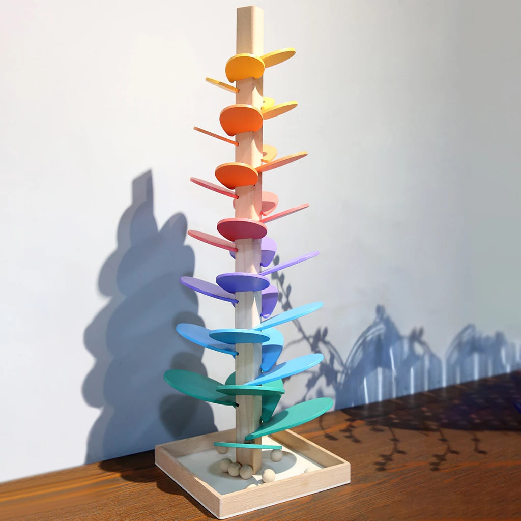 Kids Wooden Marble Run Sound Tower Toy