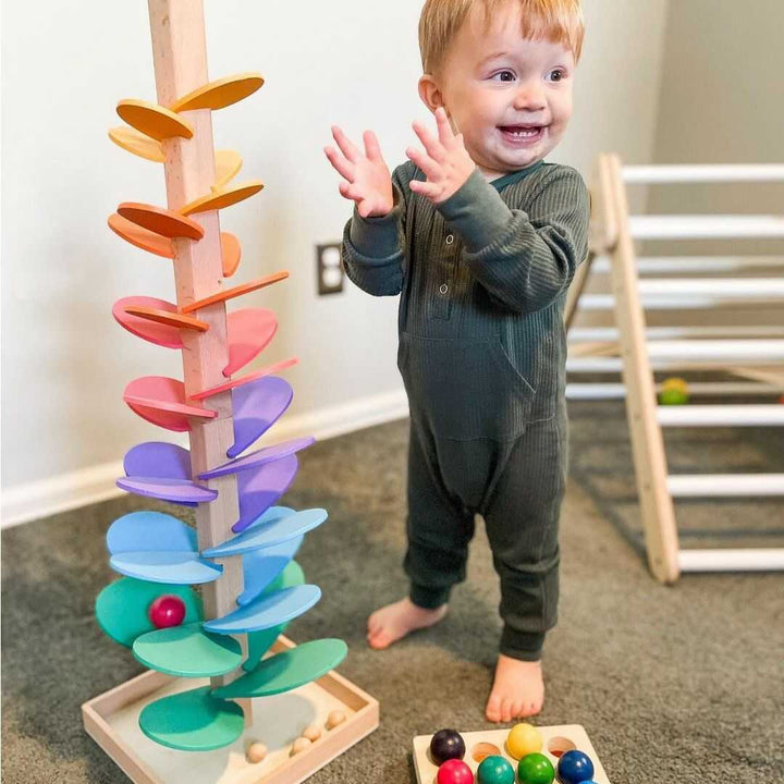 Kids Wooden Marble Run Sound Tower Toy - BritishMode