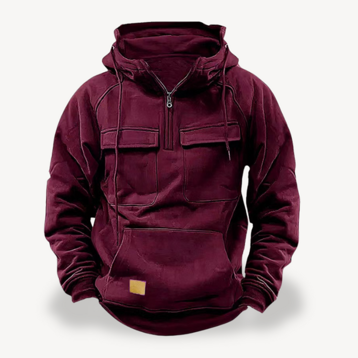 Mens Cargo Hoodie Fleece Material Relaxed Fit