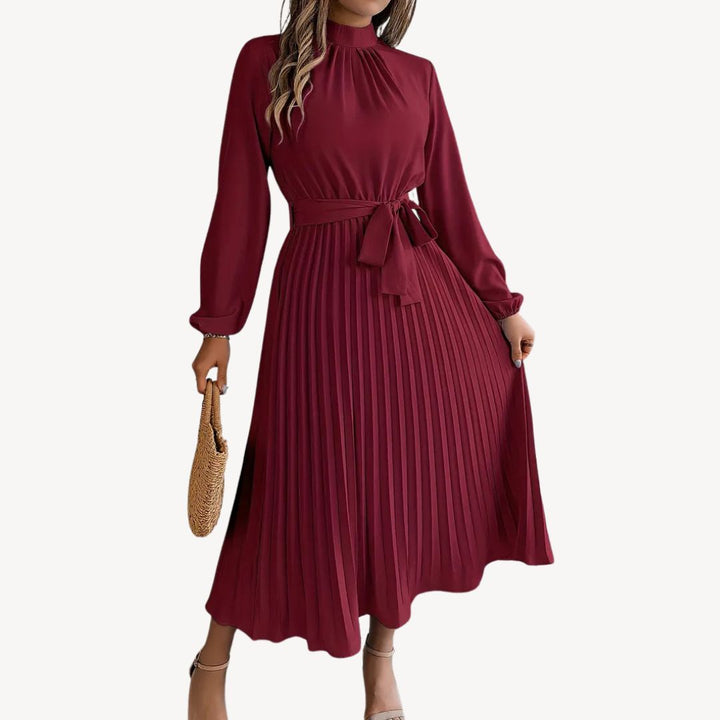 Womens Pleated Midi Dress Regular Fit - BritishMode