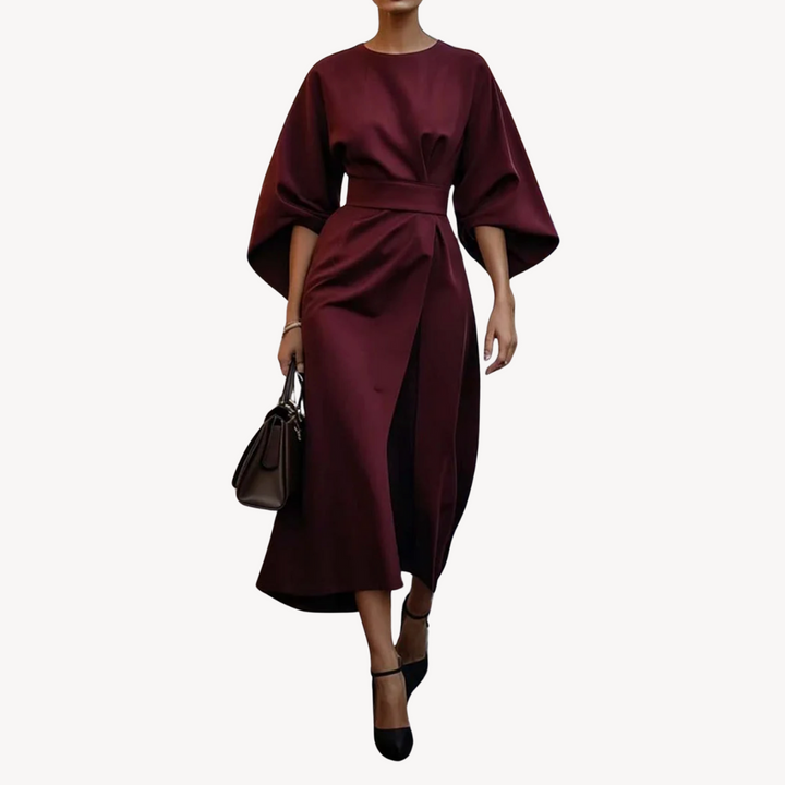 Womens Midi Dress Cotton Belted Fit