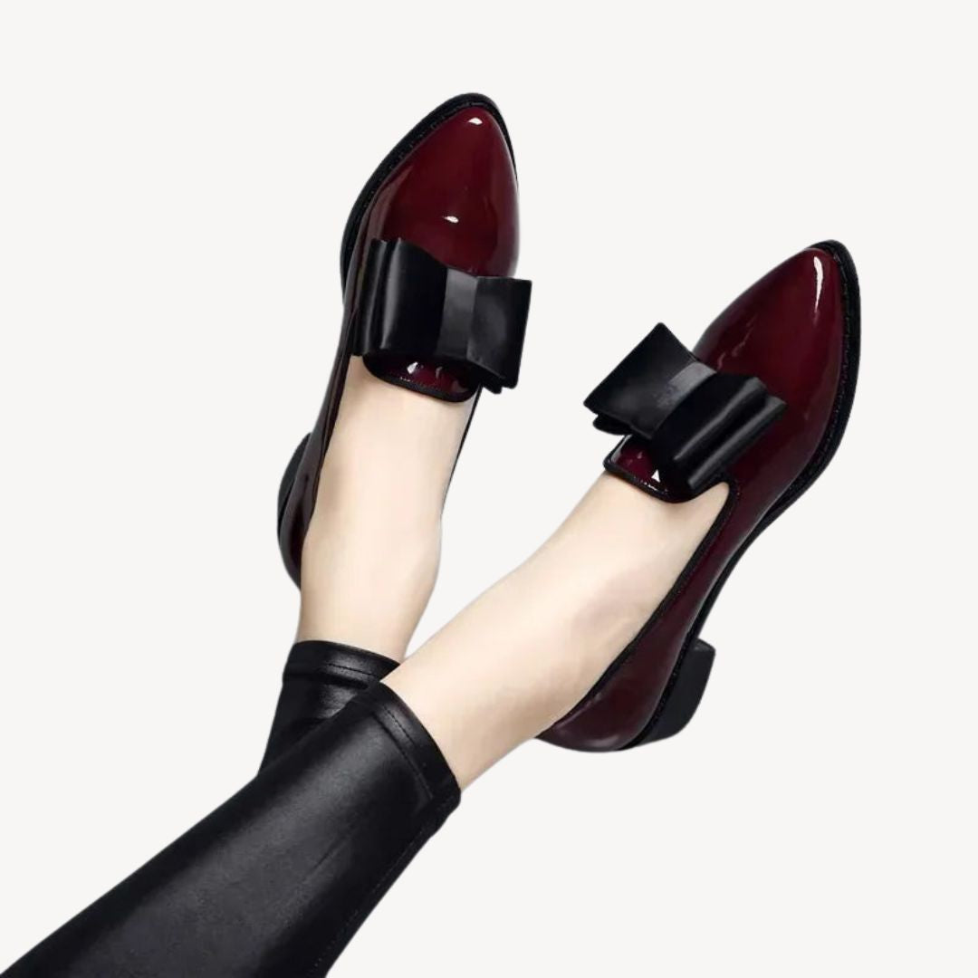Womens Orthopedic Loafers Patent Leather Bow Detail
