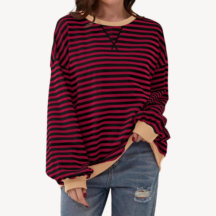 Womens Long Sleeve Top Striped Pattern