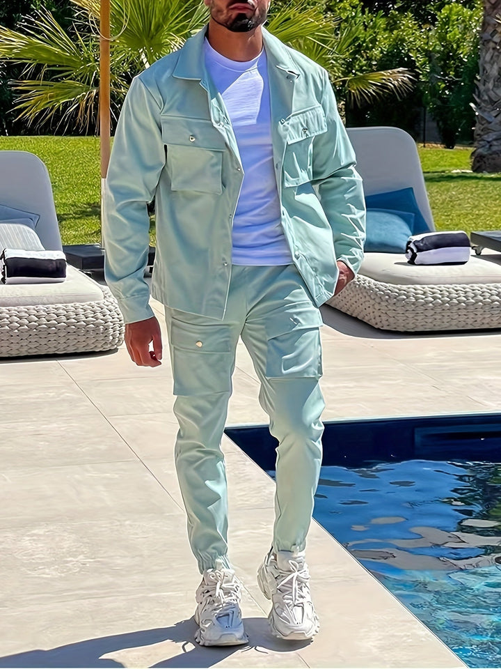 Mens Cotton Zip-Up Tracksuit with Pockets Comfortable Fit