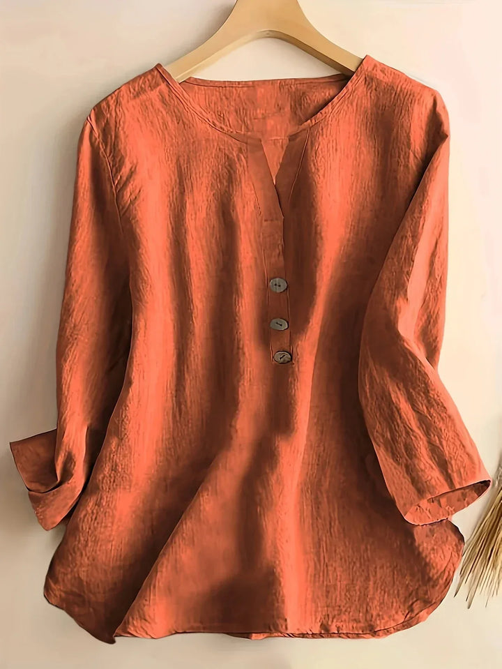 Womens Casual Blouse Cotton and Linen Relaxed Fit