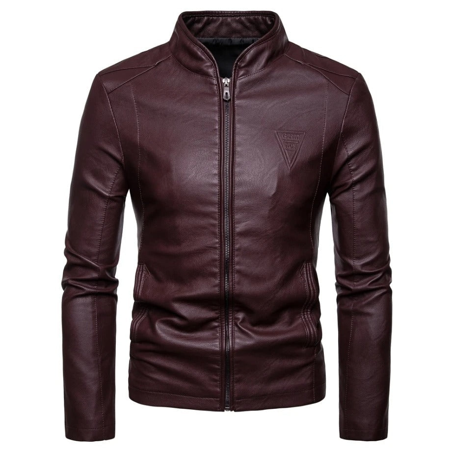 Mens Slim Faux Leather Jacket Classic Fit