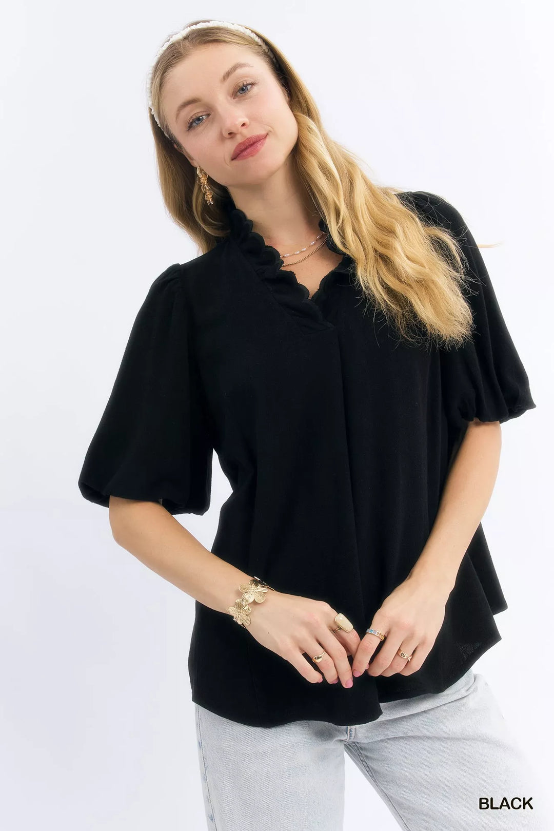 Womens Blouse with Lace Trim Soft V-Neck - BritishMode