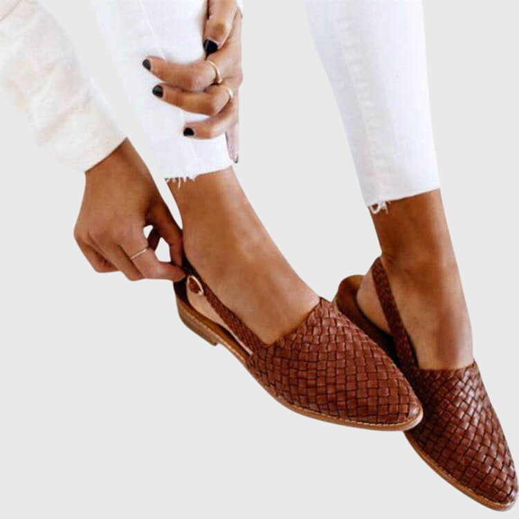 Womens Orthopedic Loafer Shoes Woven Pointed Toe Flat