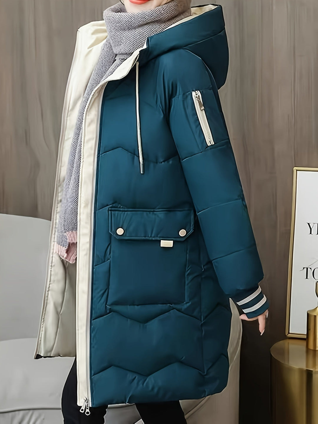 Womens Parka Coat Insulated Warm with Pockets