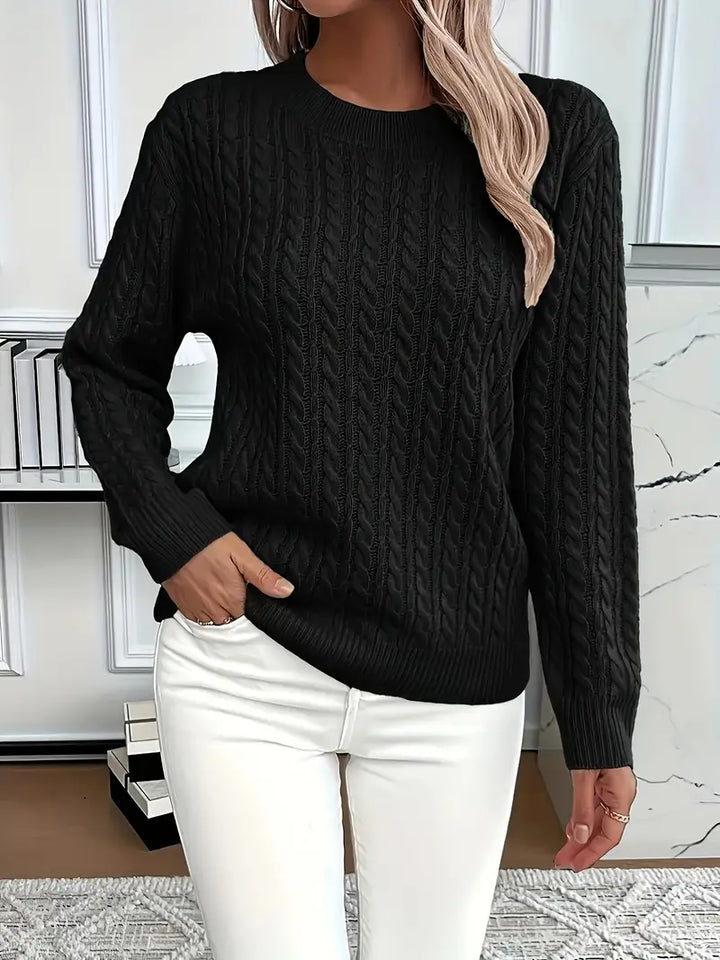 Womens Cable Knit Sweater Long Cozy Fit