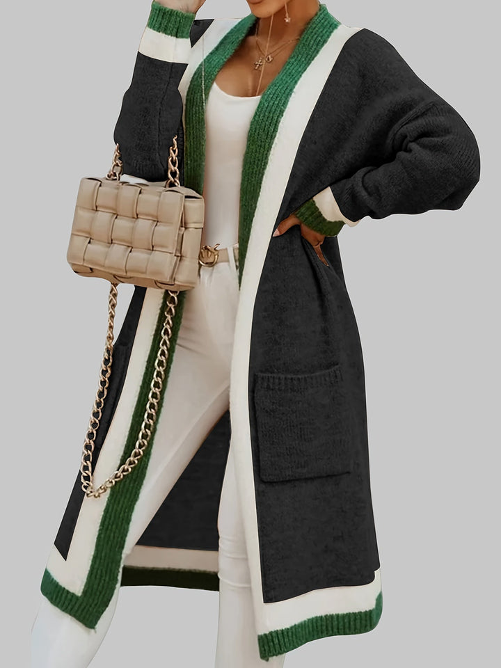 Womens Long Cardigan Vintage Style with Accent Details