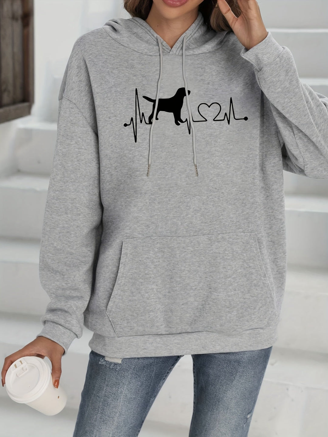 Womens Hoodie Cotton Loose Fit with Printed Design