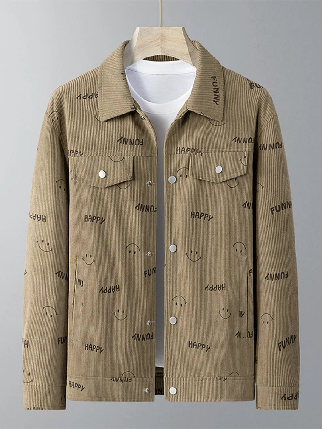 Mens Casual Zip-Up Jacket Graphic Print Relaxed Fit