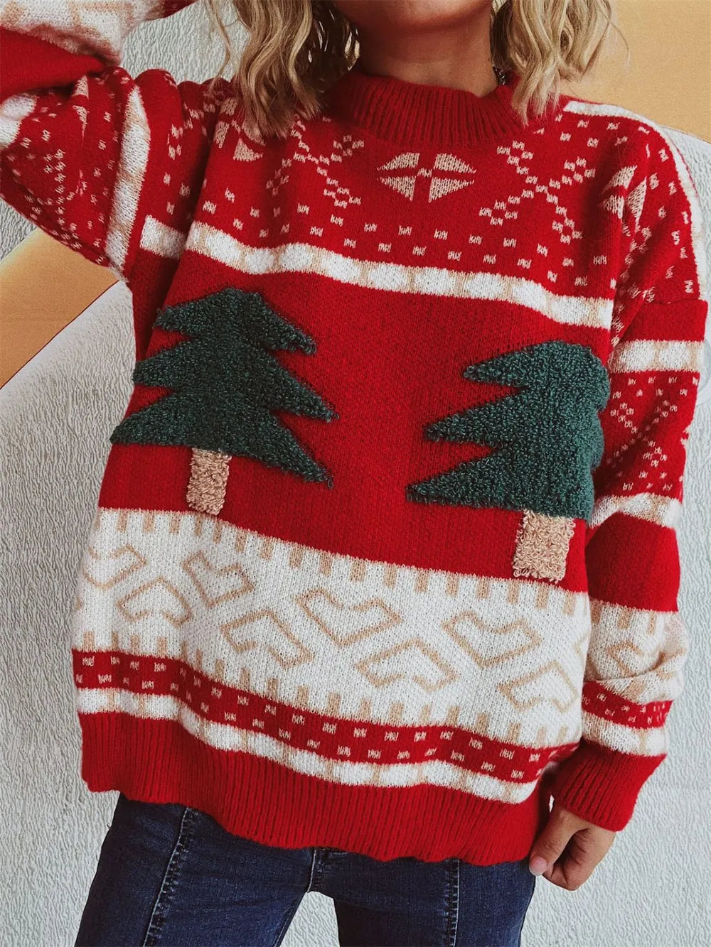 Womens Crew Neck Sweater Cozy Knit Winter Fit - BritishMode