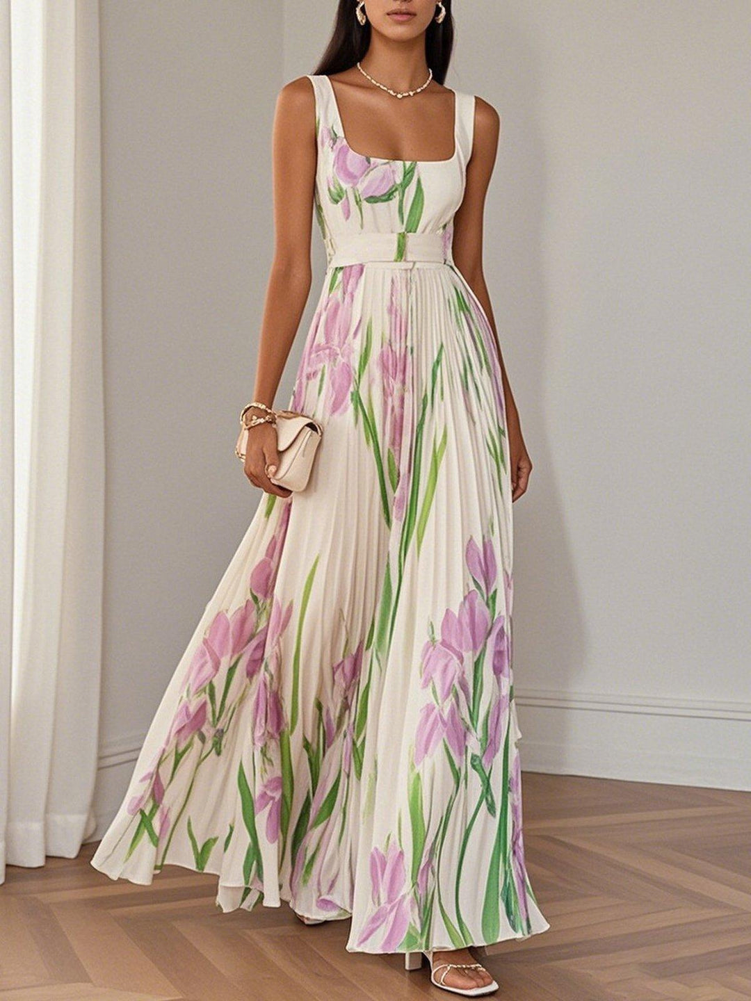 Womens Boho A-Line Dress Floral Flowing - BritishMode