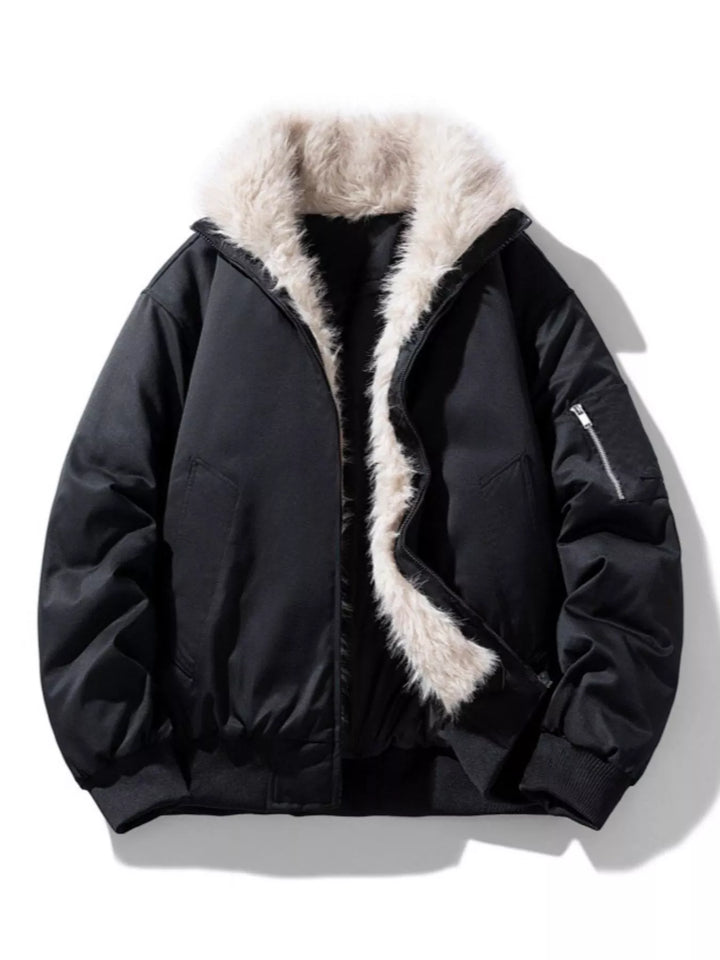 Mens Bomber Jacket Zip-Up Large Size