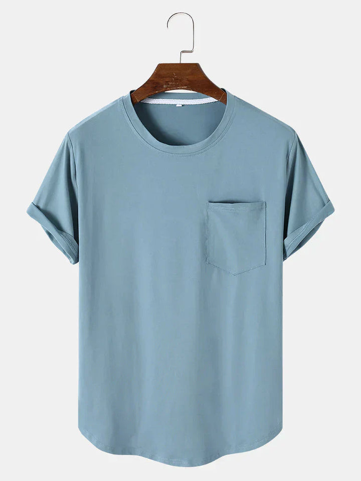 Mens T-Shirt Cotton Pocket Casual Fit