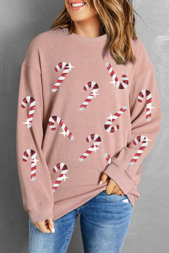 Womens Sweatshirt with Sparkly Christmas Tree Design