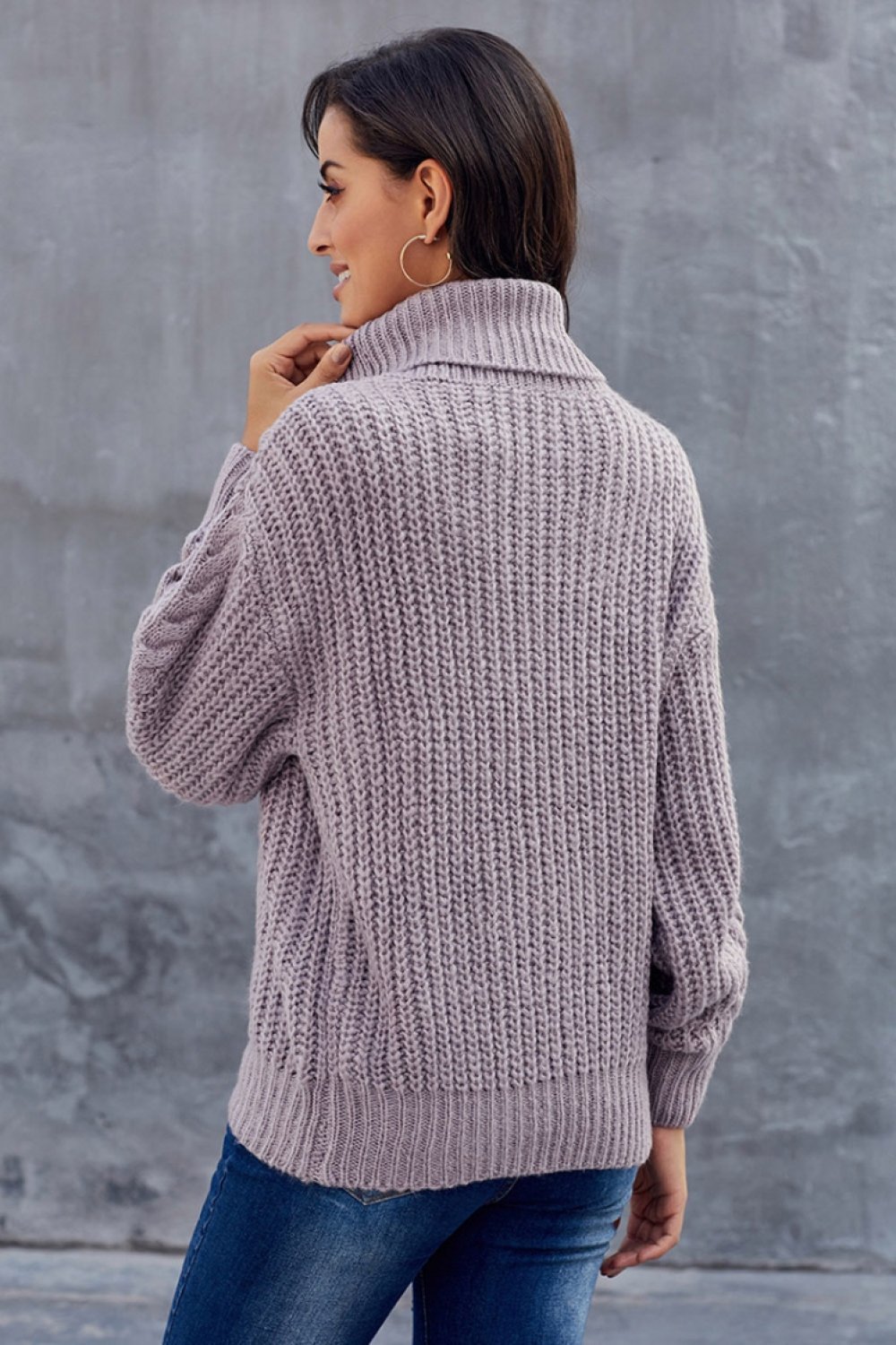 Womens Cable Knit Turtleneck Sweater Winter Warm Fit