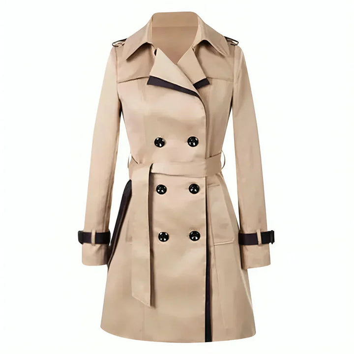 Womens Double-Breasted Trench Coat with Belt Classic Fit - BritishMode