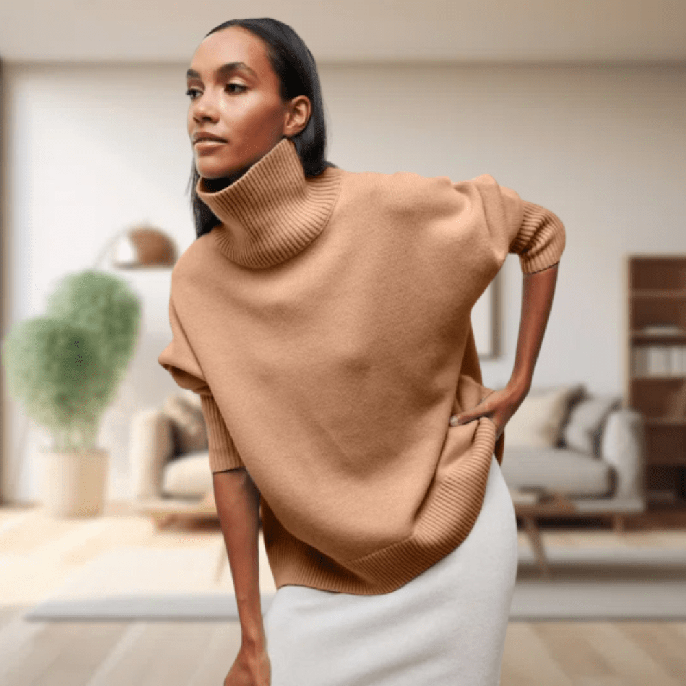 Womens Turtleneck Sweater Wool Blend Cozy Fit