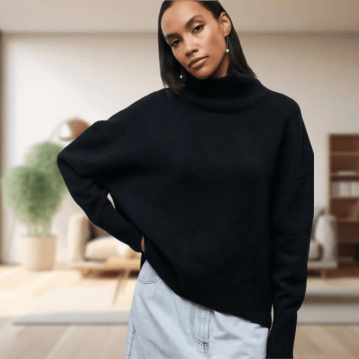 Womens Turtleneck Sweater Wool Blend Cozy Fit - BritishMode
