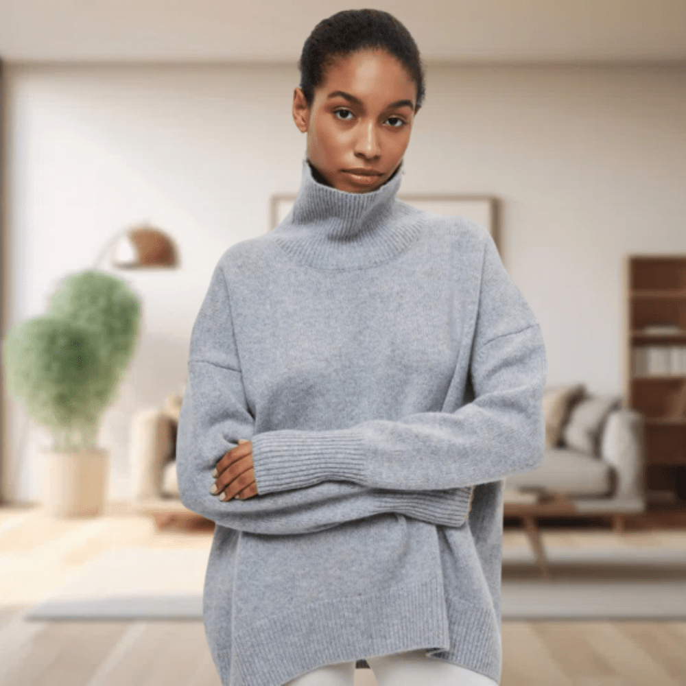 Womens Turtleneck Sweater Wool Blend Cozy Fit