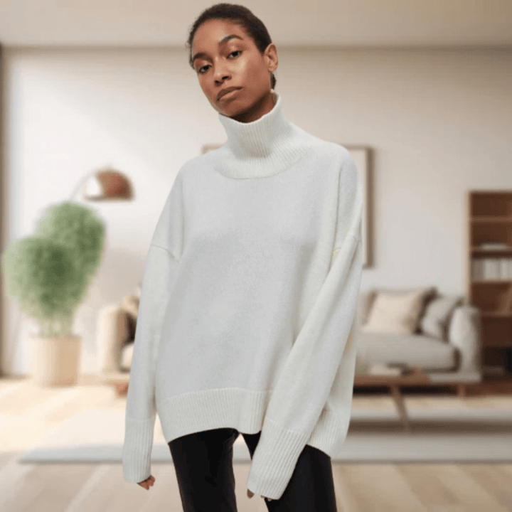 Womens Turtleneck Sweater Wool Blend Cozy Fit
