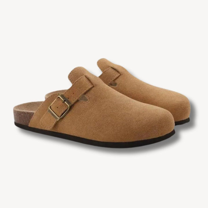 Unisex Suede Clogs with Buckle Closure