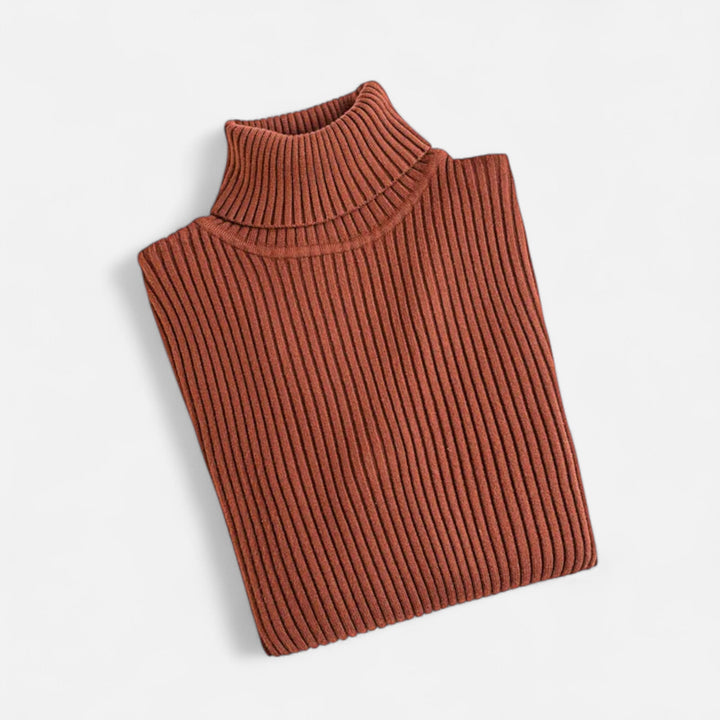 Womens Ribbed Knit Sweater Turtleneck Slim Fit